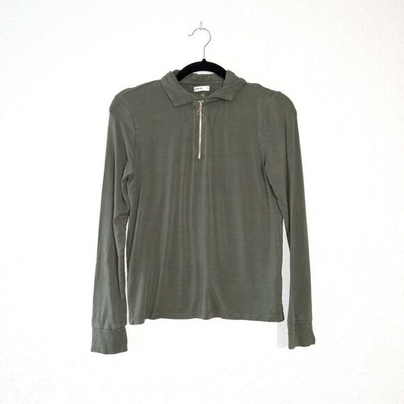 Maple Tops - Maple Green Quarter Zip Long Sleeve Top Size‎ 1